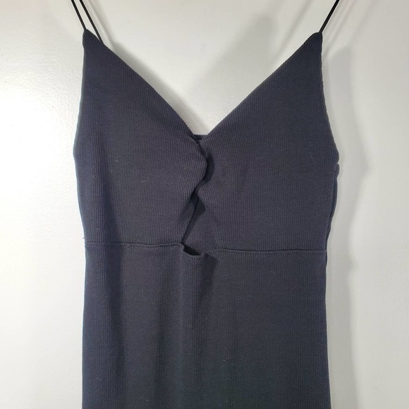 Zara V-Neck Ribbed Mini Bodycon Dress Black Size Small - Picture 4 of 6